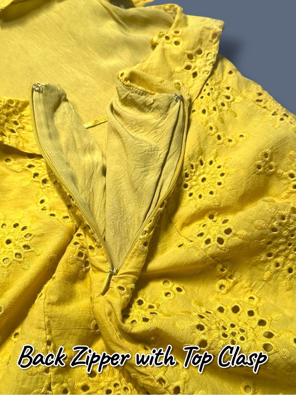ASTR The Label Open Back and Side Eyelet Dress in Yellow. Size Medium - Picture 11 of 14